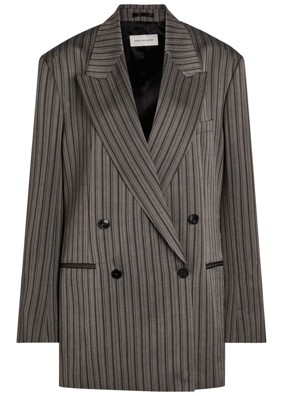 Dries Van Noten Bliss Striped Double-breasted Woven Blazer - Grey - M (UK12 / M)