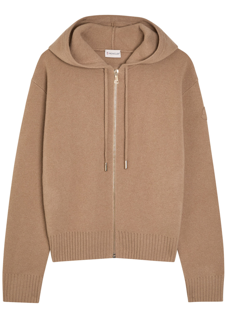 Moncler Hooded Wool And Cashmere-blend Cardigan In White