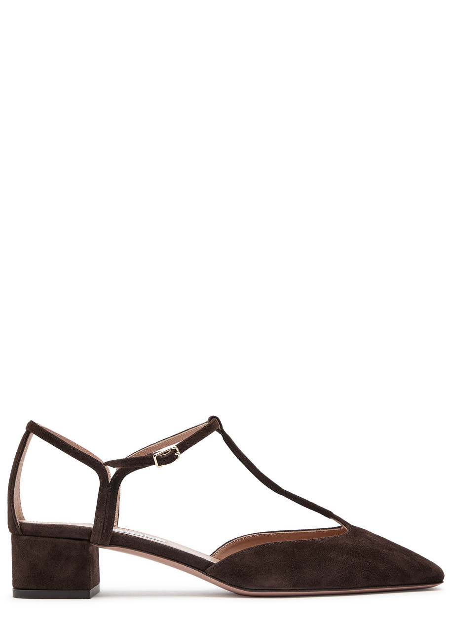 Aquazzura Sorbonne 35 Suede Pumps - Brown