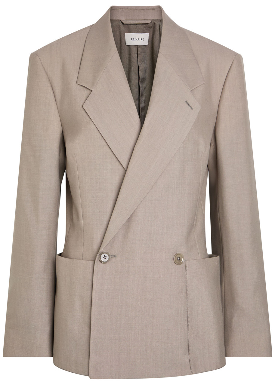 Lemaire Double-breasted Woven Blazer - Taupe - 34 (UK8 / S)