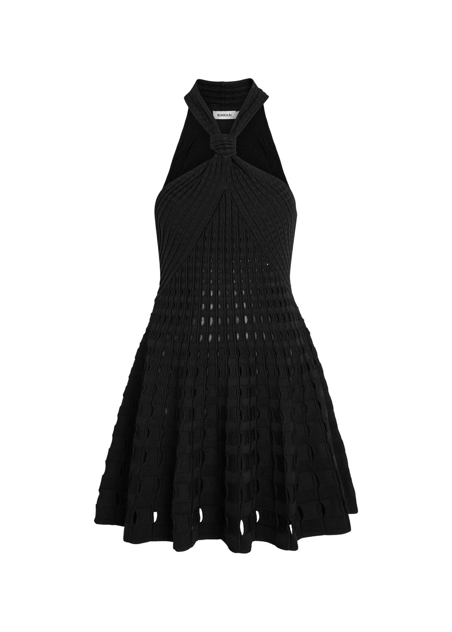 Simkhai Jenna Textured Cut-out Knit Mini Dress - Black - S (UK8-10 / S)
