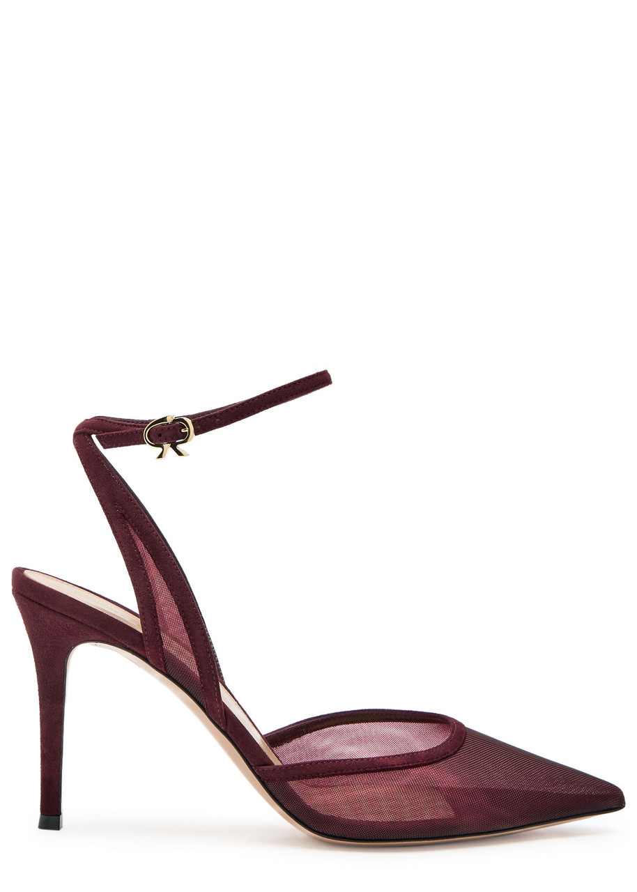 Gianvito Rossi Dorotea 85 Mesh Pumps - Burgundy