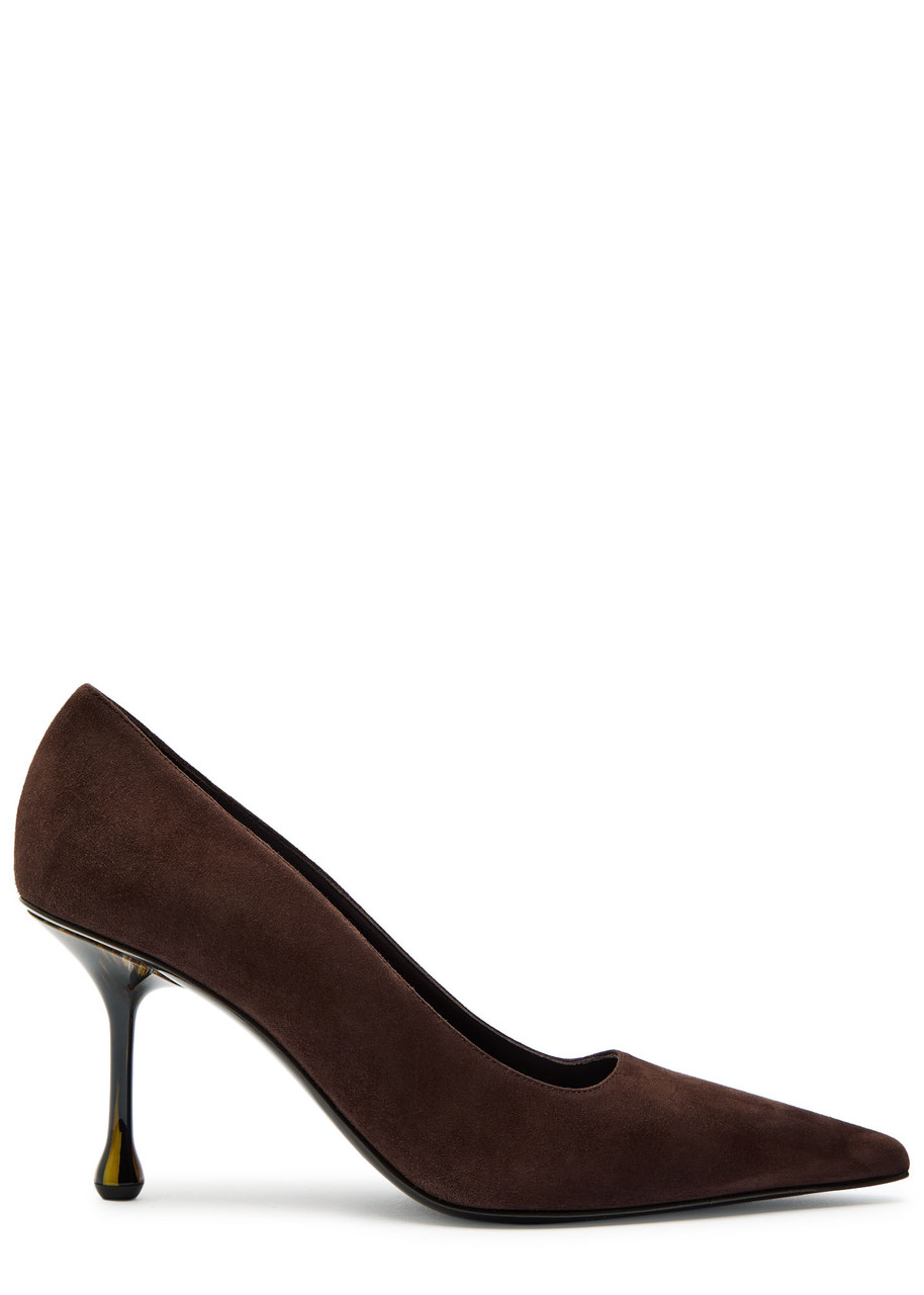 Maison Margiela Ixia 95 Marble-heel Suede Pumps In Brown