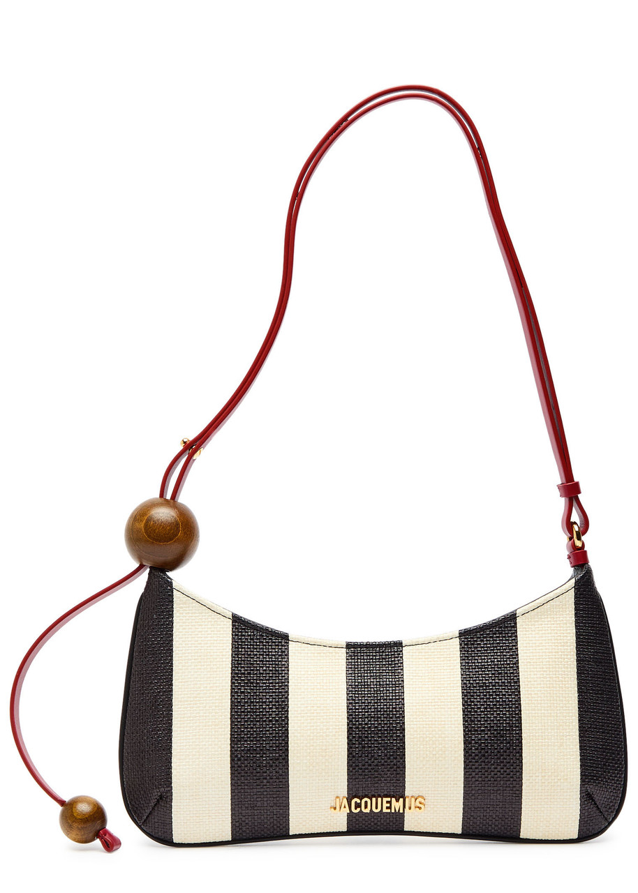 Jacquemus Le Bisou Perle Striped Woven Shoulder bag - Black - One Size
