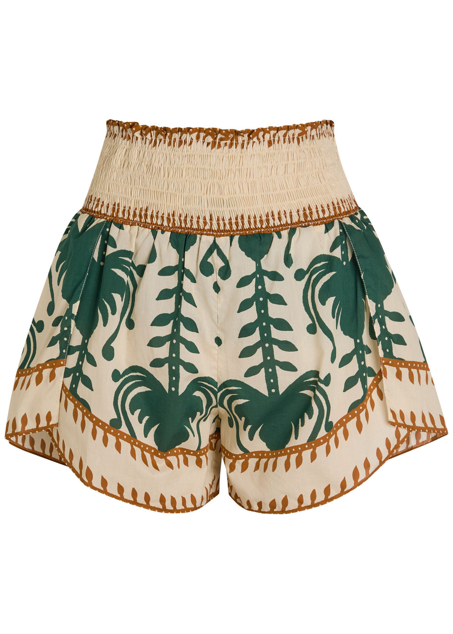 Johanna Ortiz Linka Printed Cotton Shorts - Beige - 2 (UK6 / XS)