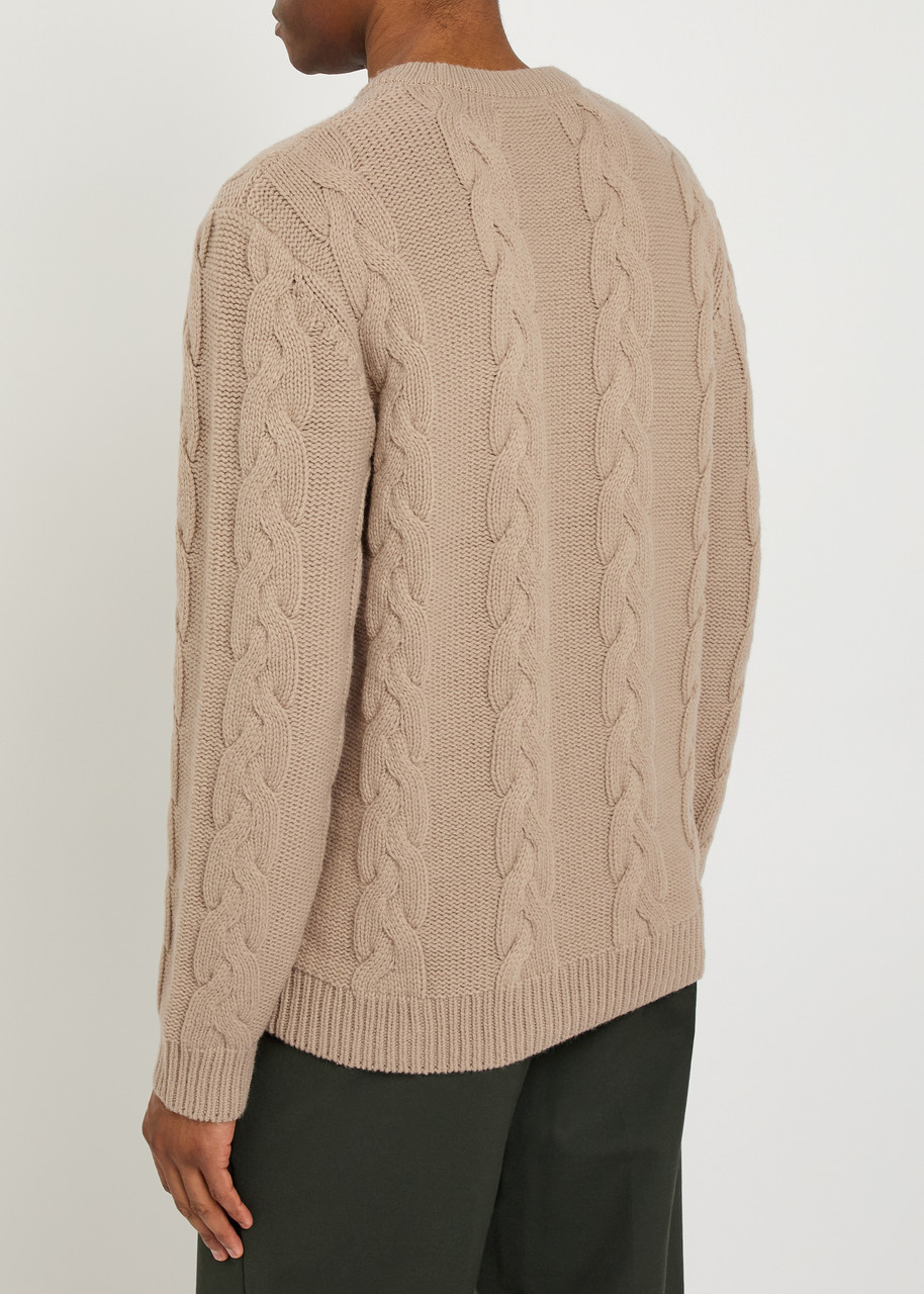  Fred Perry Logo Cable-knit Wool-blend Jumper - Cream - S 