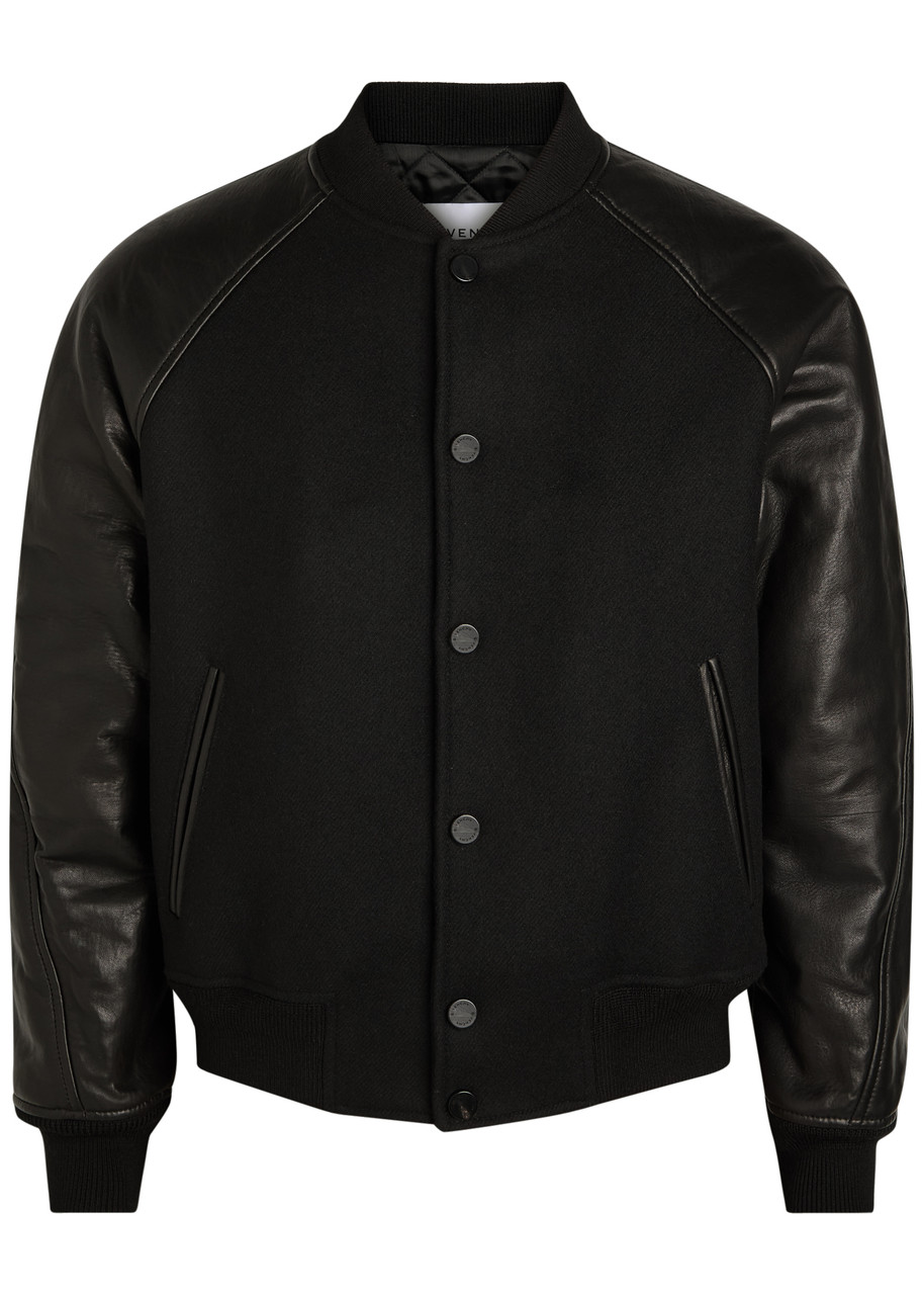 Givenchy Logo-appliquéd Leather and Wool Bomber Jacket - Black - 52 (IT52 / XL)