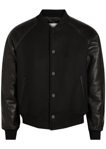 GIVENCHY Logo-appliquéd leather and wool bomber jacket | Harvey