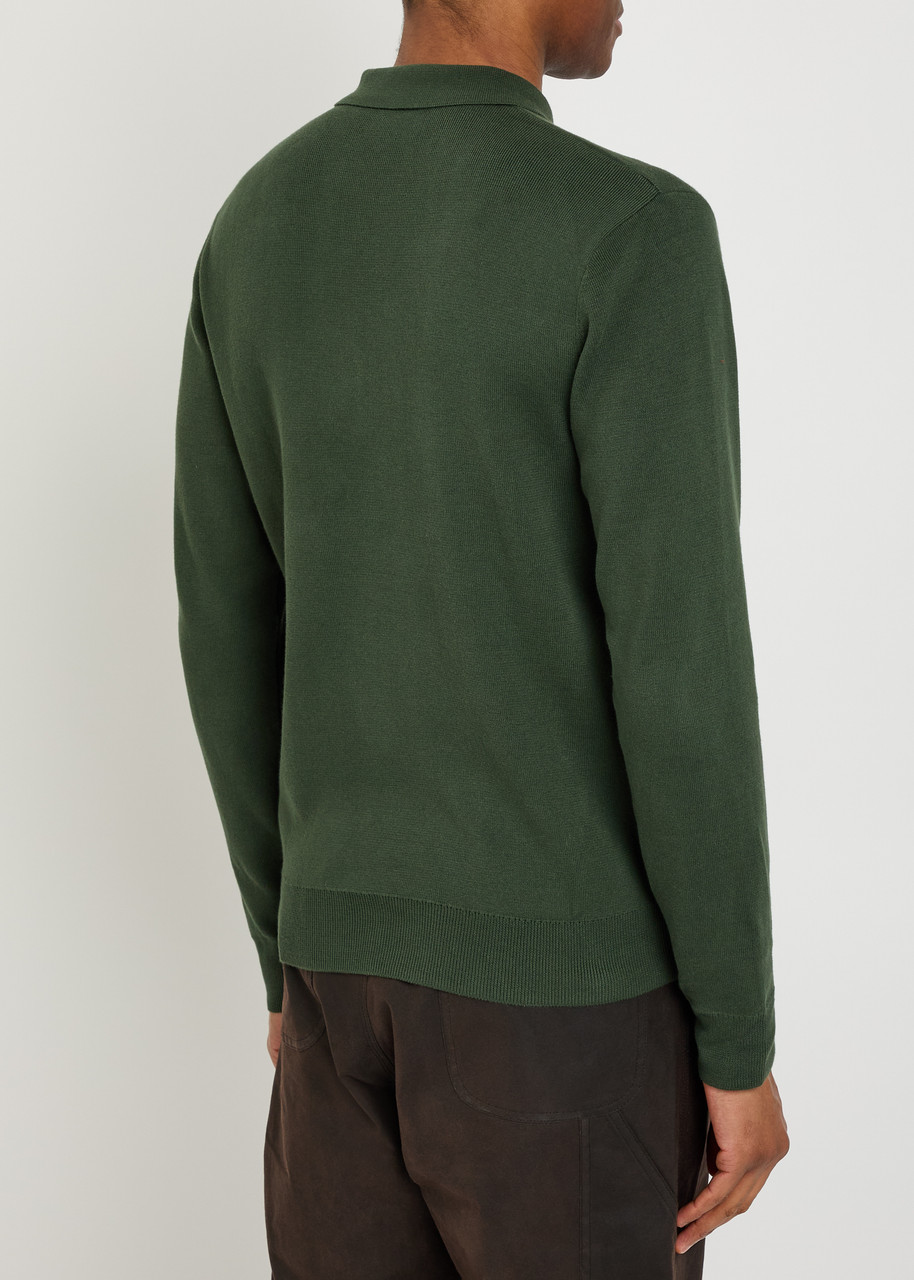  Fred Perry Logo-embroidered Fine-knit Cotton Jumper - Dark Green - S 