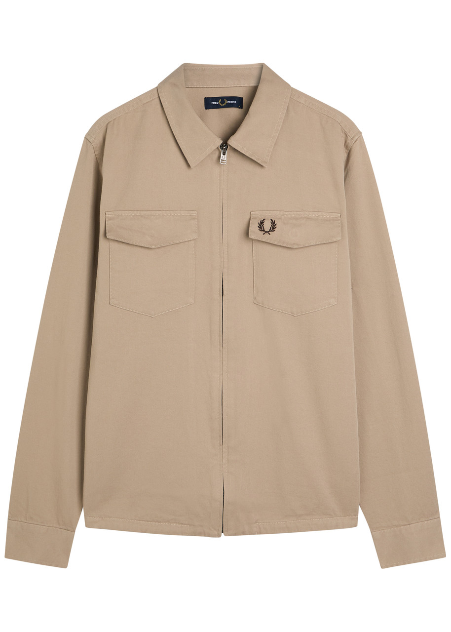 Fred Perry Logo-embroidered Cotton-twill Overshirt - Cream - S