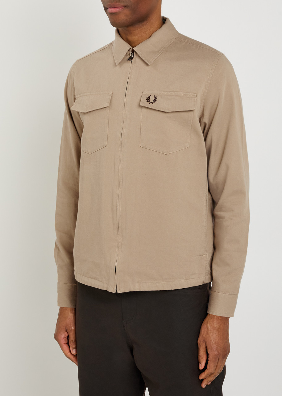  Fred Perry Logo-embroidered Cotton-twill Overshirt - Cream - M 