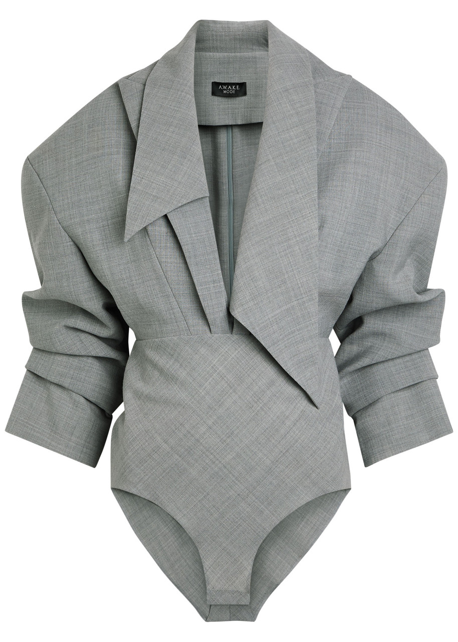 A.W.A.K.E Mode Blazer-effect Woven Bodysuit - Grey - 36 (UK8 / S)
