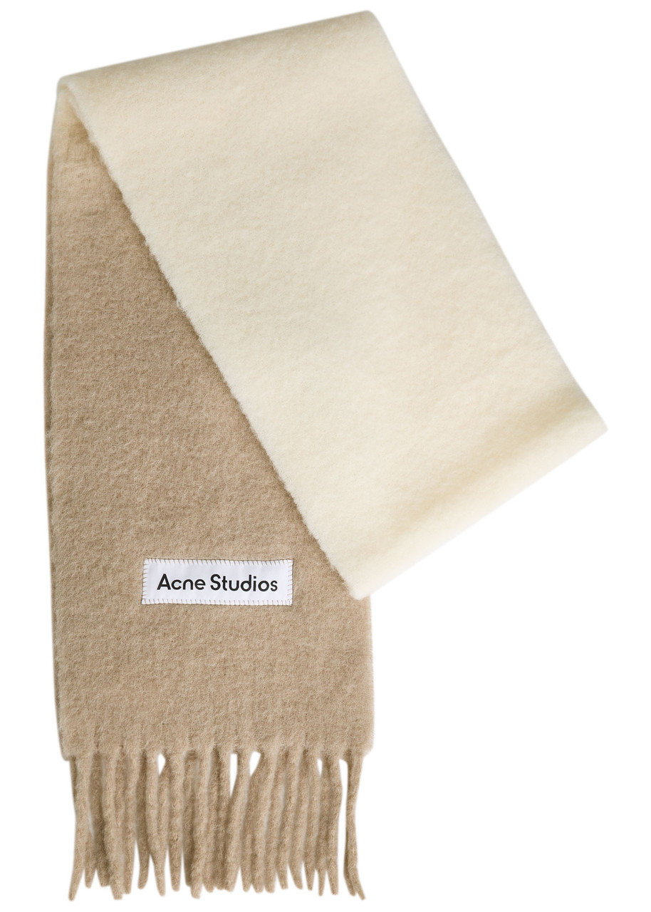 Acne Studios Logo-appliquéd Fringed Alpaca-blend Scarf - Beige - One Size