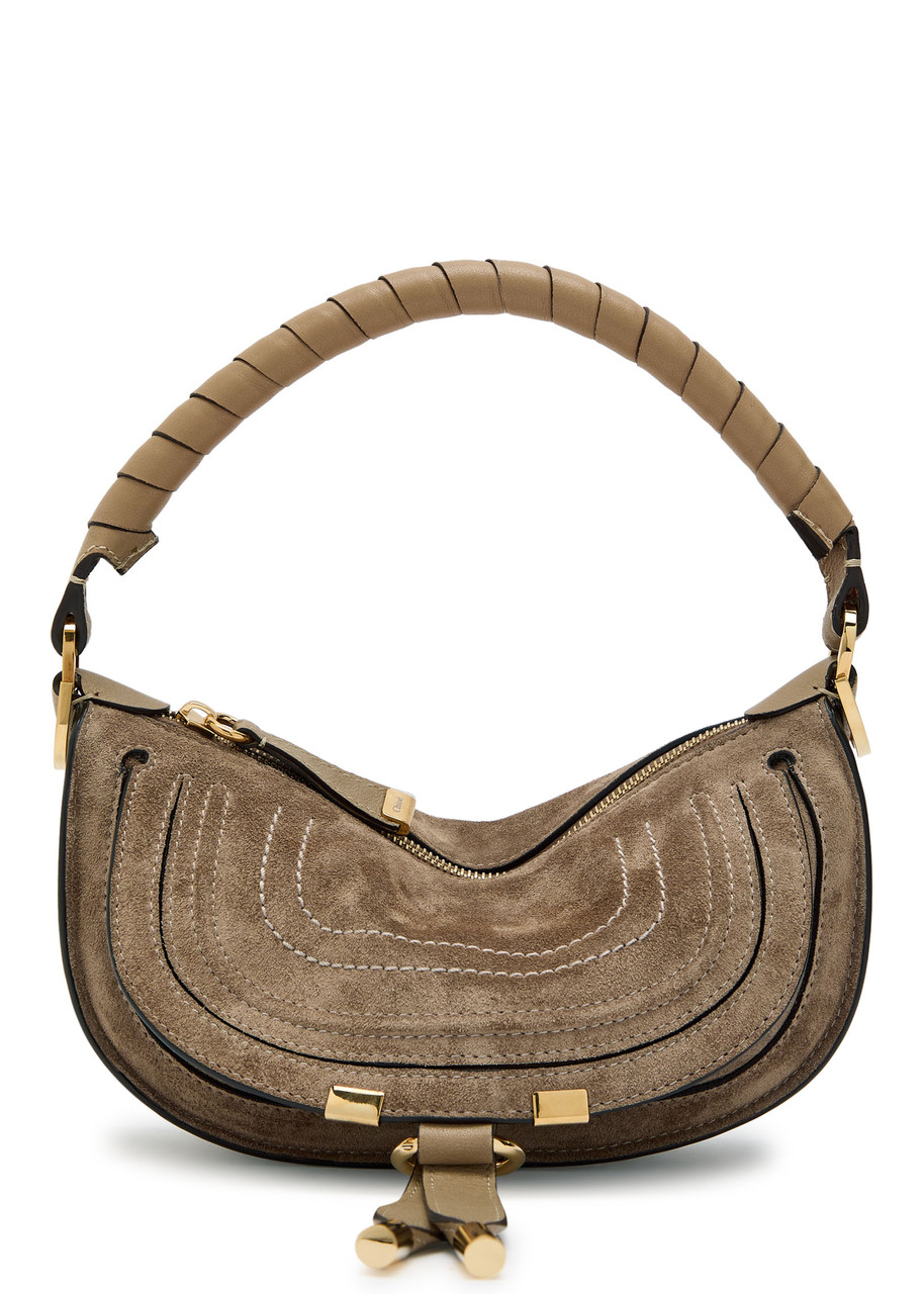 Chloe Marcie Small Suede Shoulder bag - Taupe - One Size