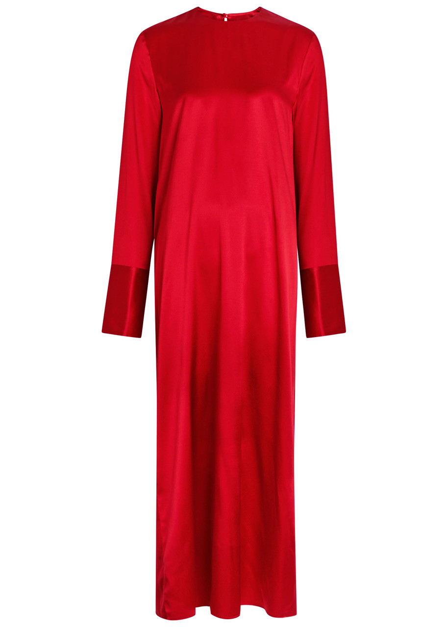 Armarium Bruna Stretch-silk Midi Dress In Red