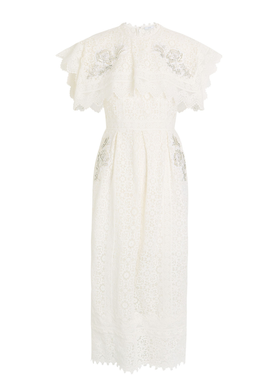 Erdem Crystal-embellished Guipure Lace Midi Dress - Off White - 6 (UK6 / XS)