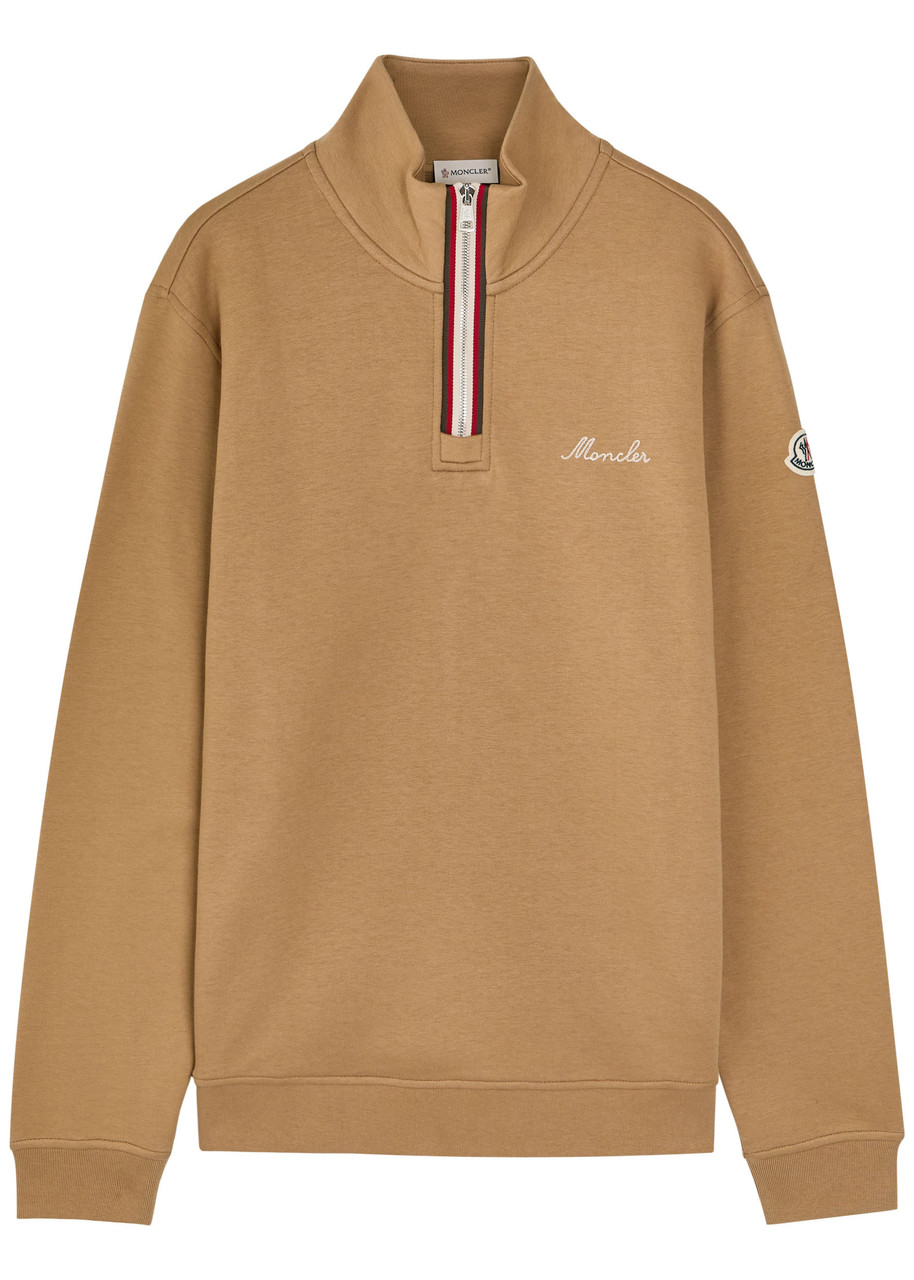 Moncler Logo-embroidered Cotton-blend Sweatshirt - Beige - S
