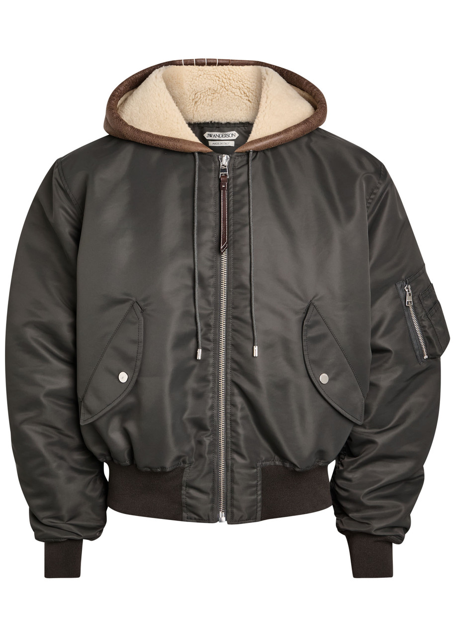 JW Anderson Quilted Hooded Nylon Bomber Jacket - Khaki - S