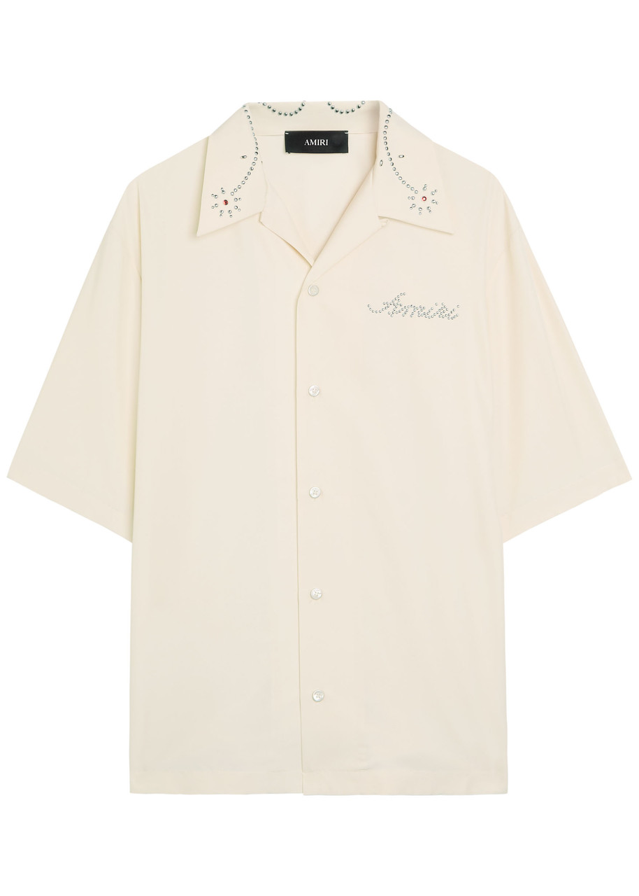 Amiri Amiri Stud Embellished Woven Shirt – Ivory – S Amiri Amiri Stud Embellished Woven Shirt – Ivory – S