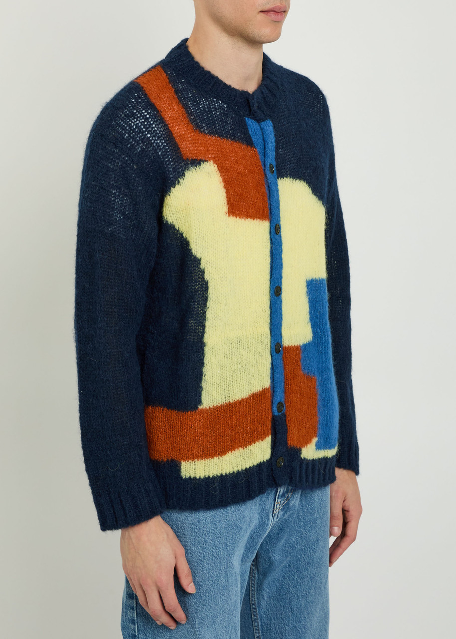  Bode Chapeau Colour-blocked Brushed Alpaca-blend Cardigan - Multicoloured 1 - M 