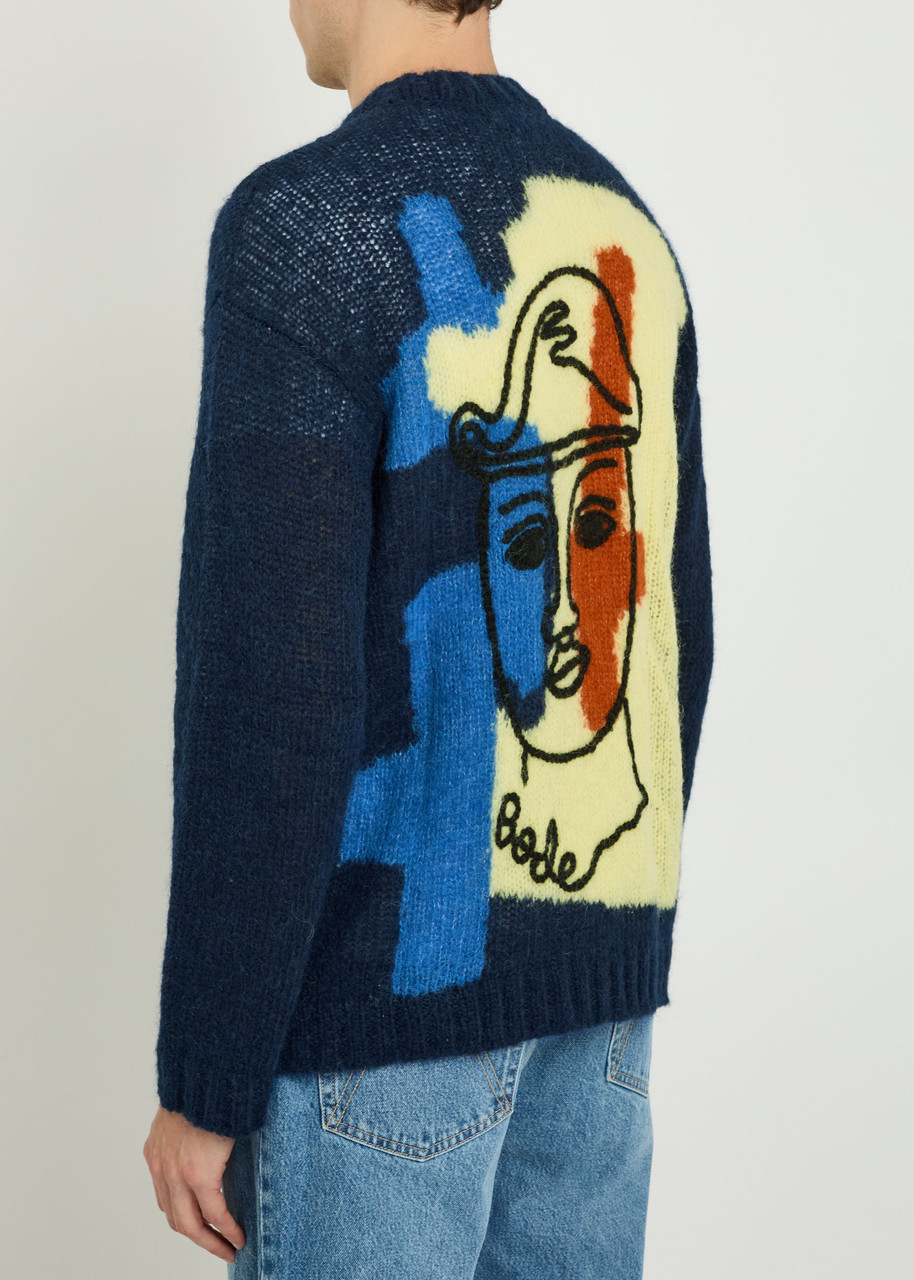  Bode Chapeau Colour-blocked Brushed Alpaca-blend Cardigan - Multicoloured 1 - M 