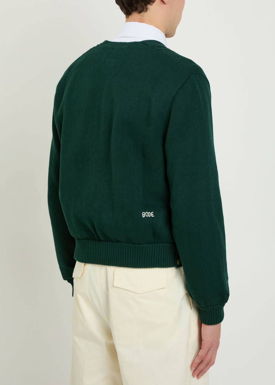  Bode Double-breasted Cotton Cardigan - Dark Green - S 