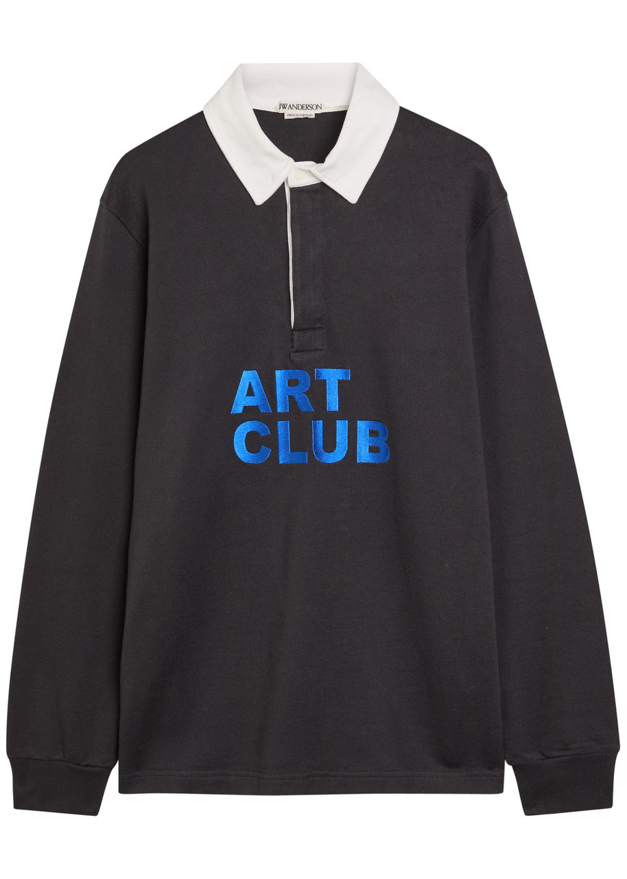 JW Anderson Art Club Embroidered Cotton Polo Shirt – Black – M