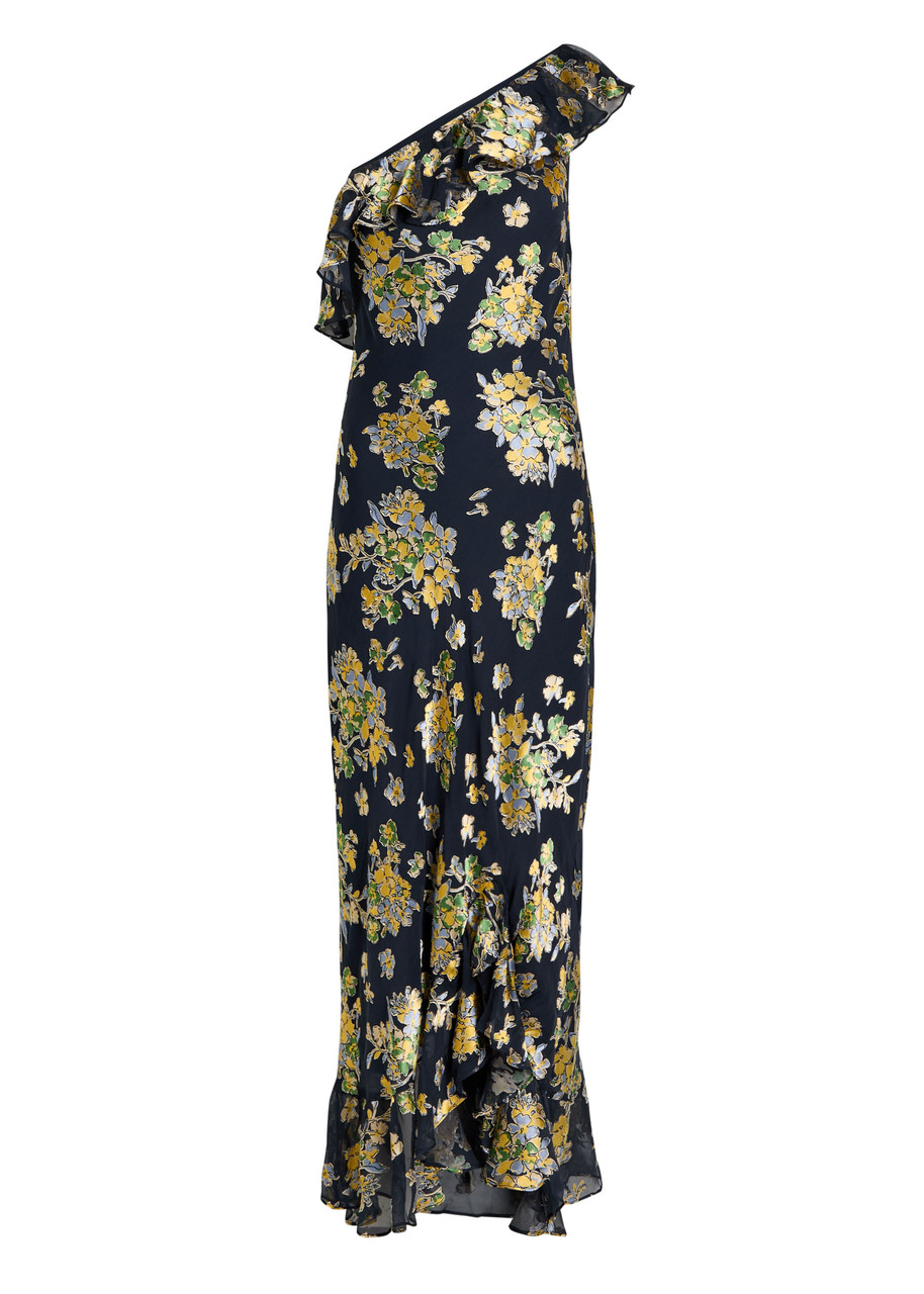 Rixo Leon Floral One-shoulder Chiffon Midi Dress - Multicoloured - 16 (UK 16 / XL)