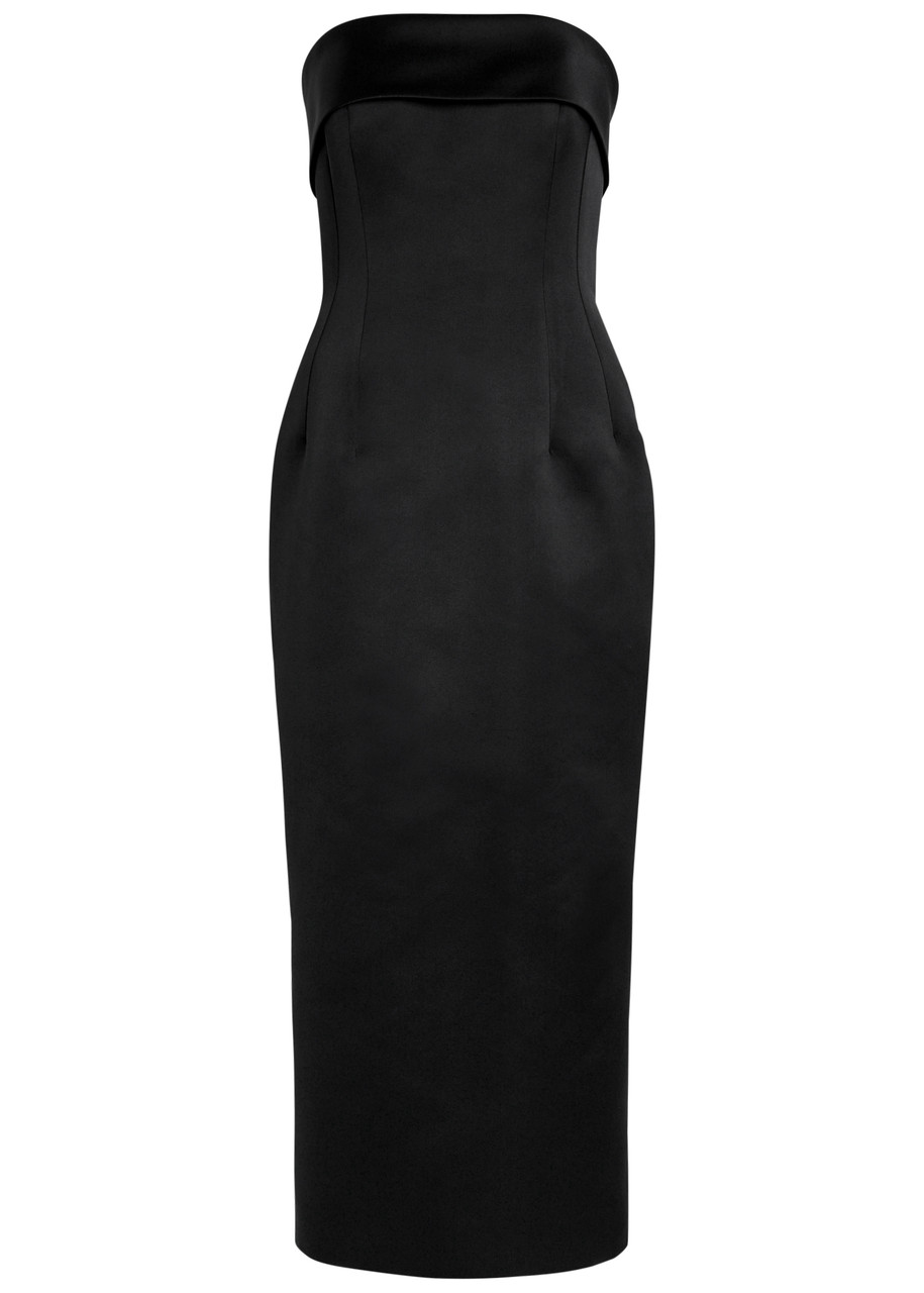Emilia Wickstead Keeley Strapless Satin Midi Dress – Black – 6 (UK6 / XS)