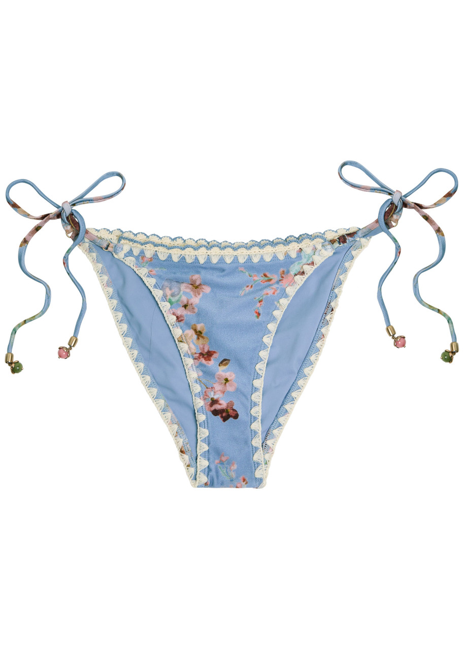 Zimmermann Awaken Floral-print Crochet Bikini Briefs – Multicoloured 1 – 2 (UK 12 / M)