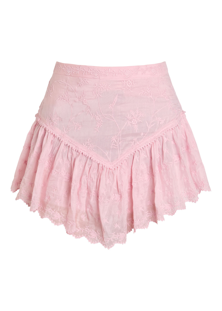 Isabel Marant Zoelia Embroidered Cotton and Silk-blend Mini Skirt - Pink - 42 (UK14 / L)