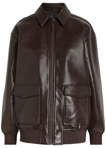 ANINE BING Kelanie leather-blend jacket | Harvey Nichols