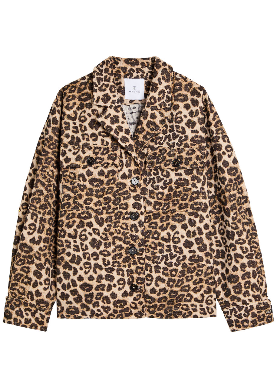 Anine Bing Flynn Leopard Cotton-blend Jacket - L (UK14 / L)