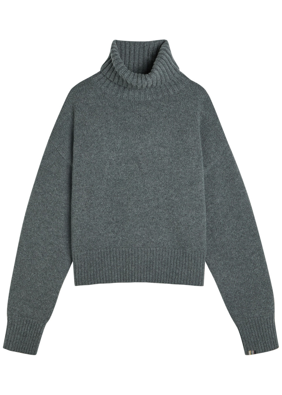 Extreme Cashmere N°434 Crop Xtra Roll-neck Cashmere Jumper - Dark Grey - One Size