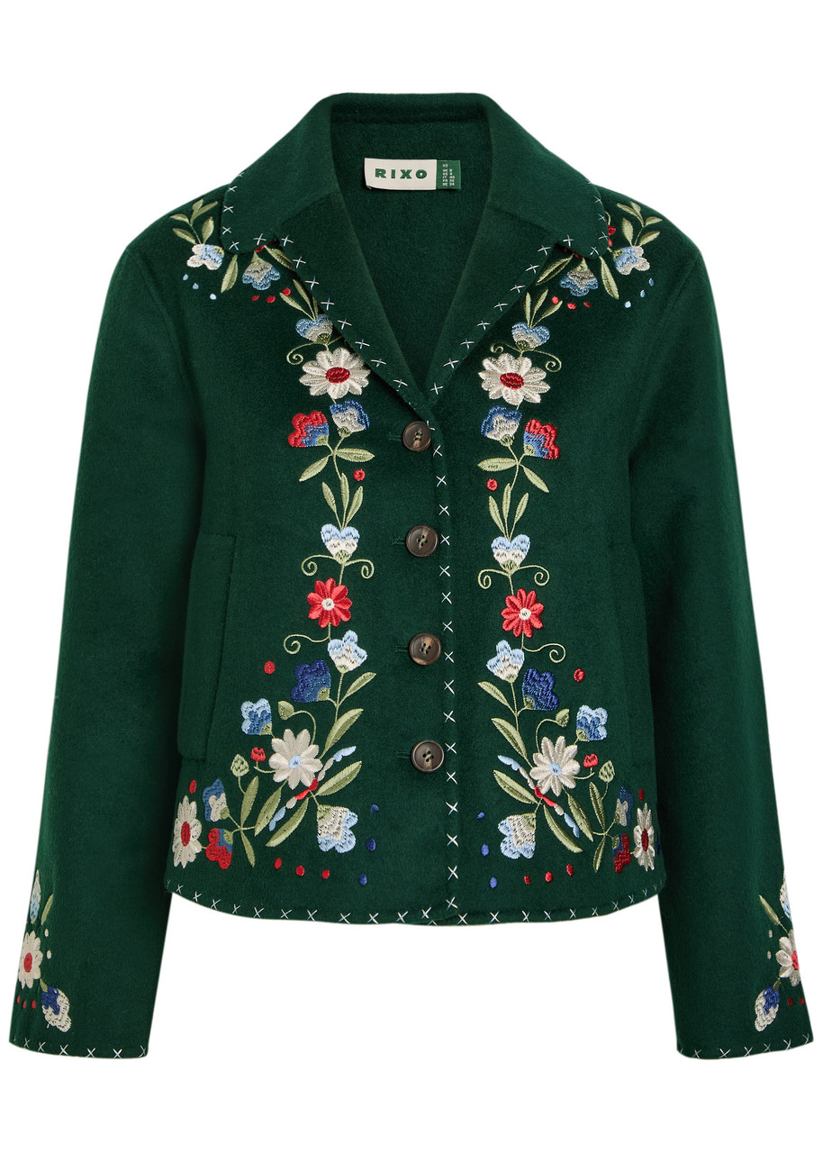 Rixo Jude Floral-embroidered Wool-blend Jacket - Multicoloured - 6 (UK6 / Xxs)