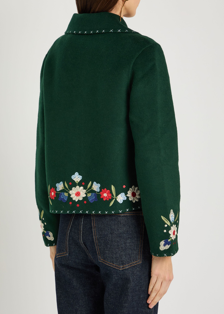  Rixo Jude Floral-embroidered Wool-blend Jacket - Multicoloured - 8 (uk8 / Xs) 