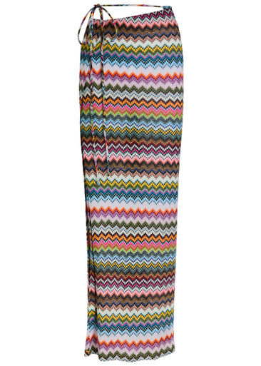 MISSONI Zigzag metallic-knit cover-up midi skirt | Harvey Nichols