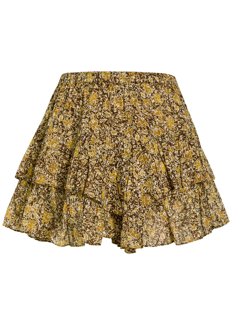 Isabel Marant étoile Jocadia Floral Ruffled Cotton Shorts - Khaki - 34 (UK6 / XS)