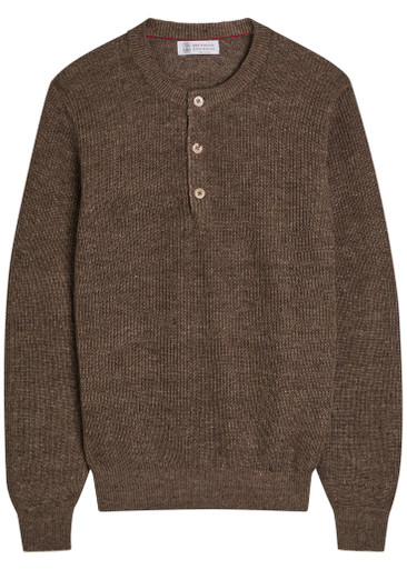 BRUNELLO CUCINELLI Ribbed-knit linen and cotton-blend jumper