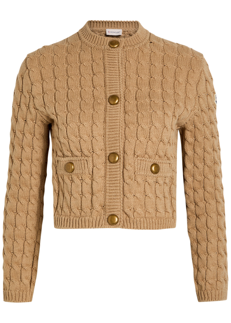 Moncler Cable-knit Cotton-blend Cardigan - Brown - M (UK 12 / M)
