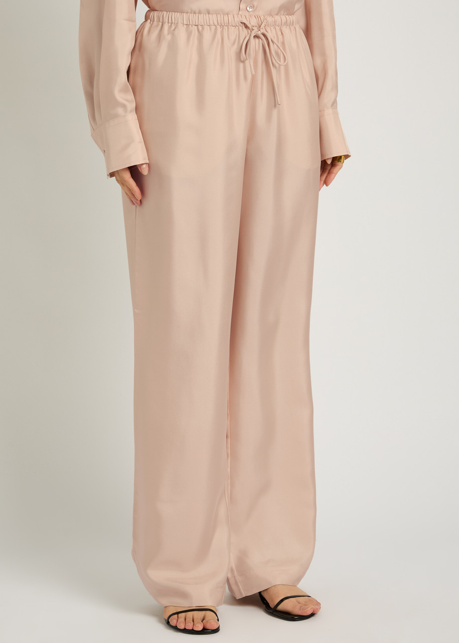  Rohe Drawstring Straight-leg Silk Trousers - Rose - 34 (uk6 / Xs) 