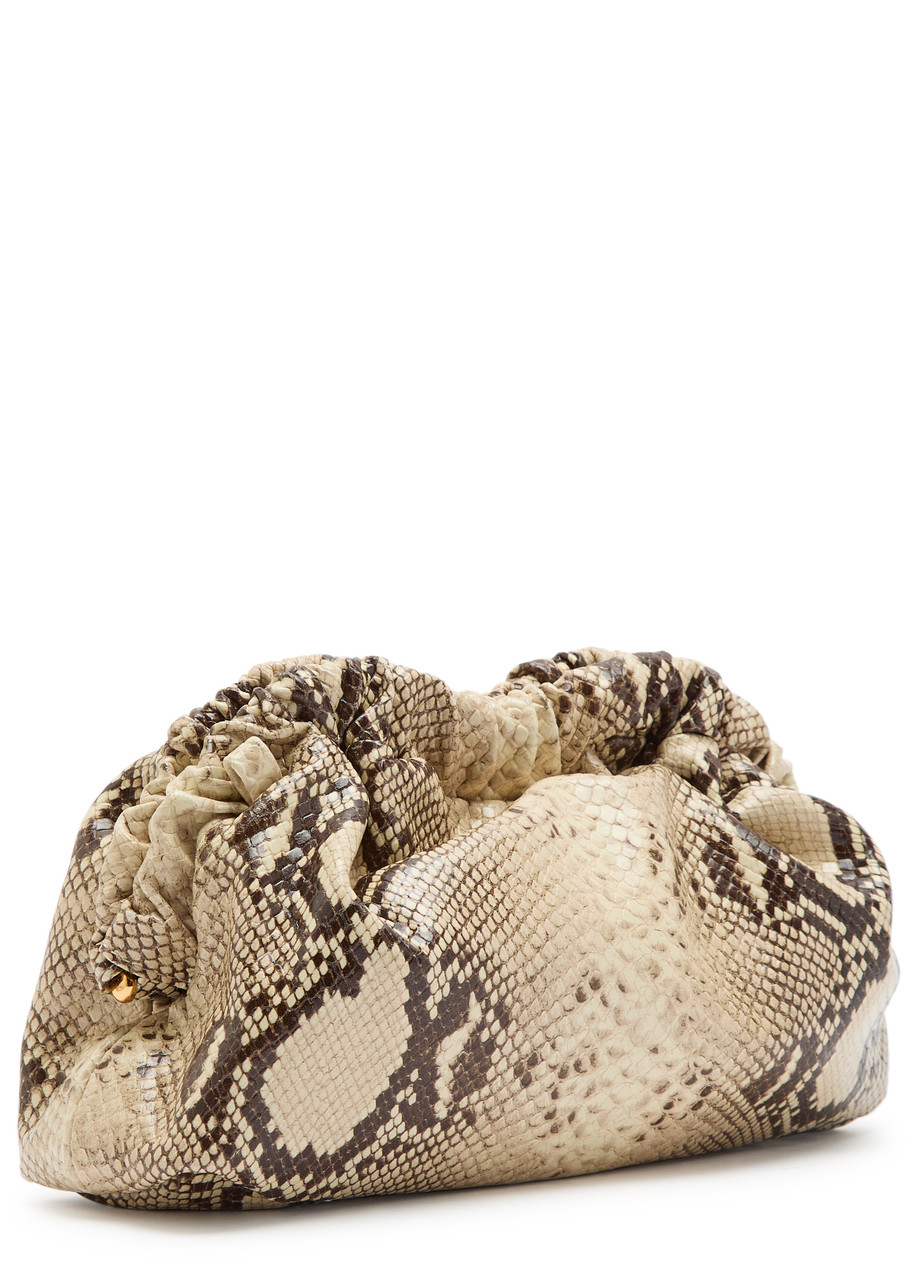  Mansur Gavriel Cloud Mini Python-print Leather Clutch - Beige - One Size 