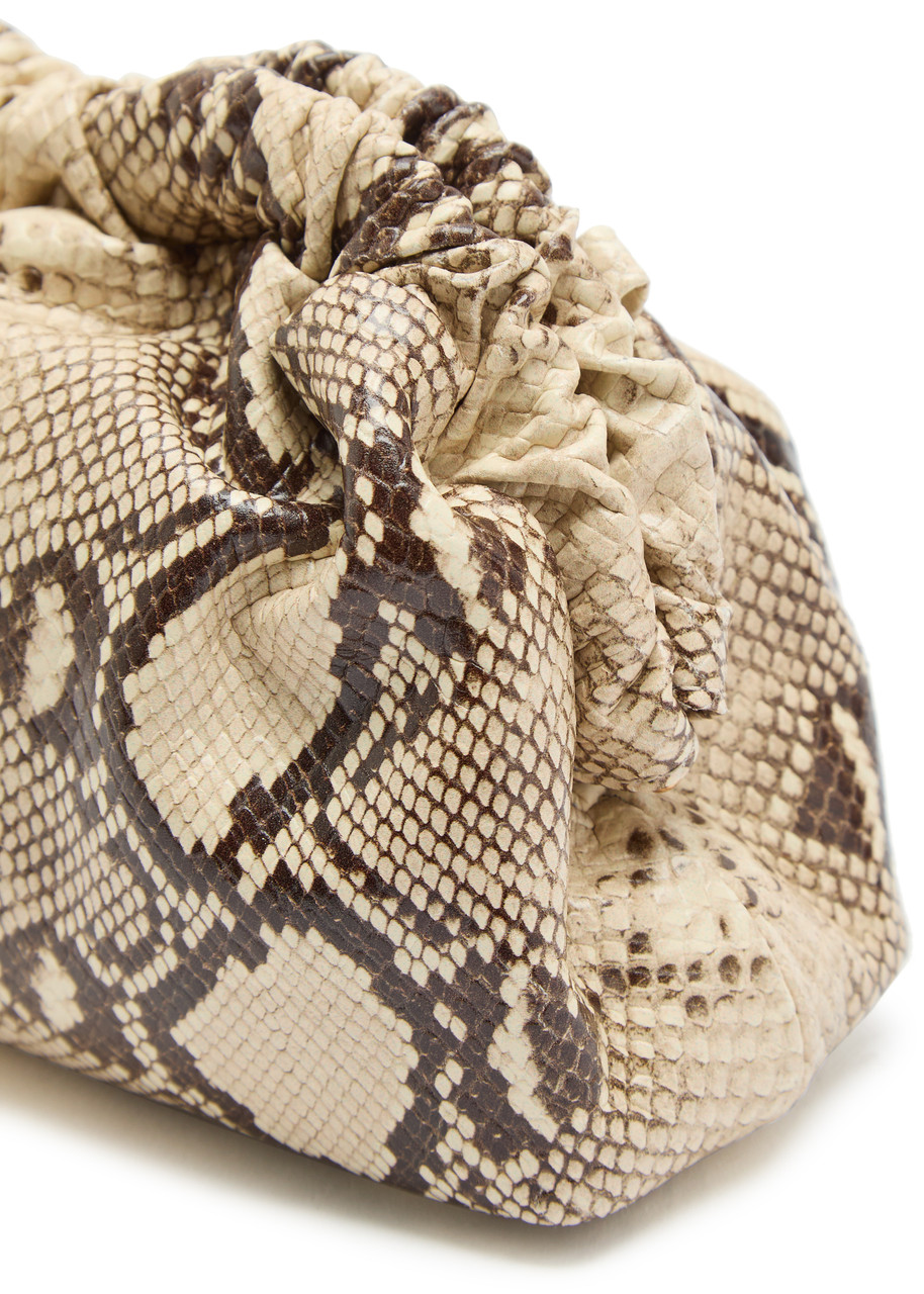  Mansur Gavriel Cloud Mini Python-print Leather Clutch - Beige - One Size 
