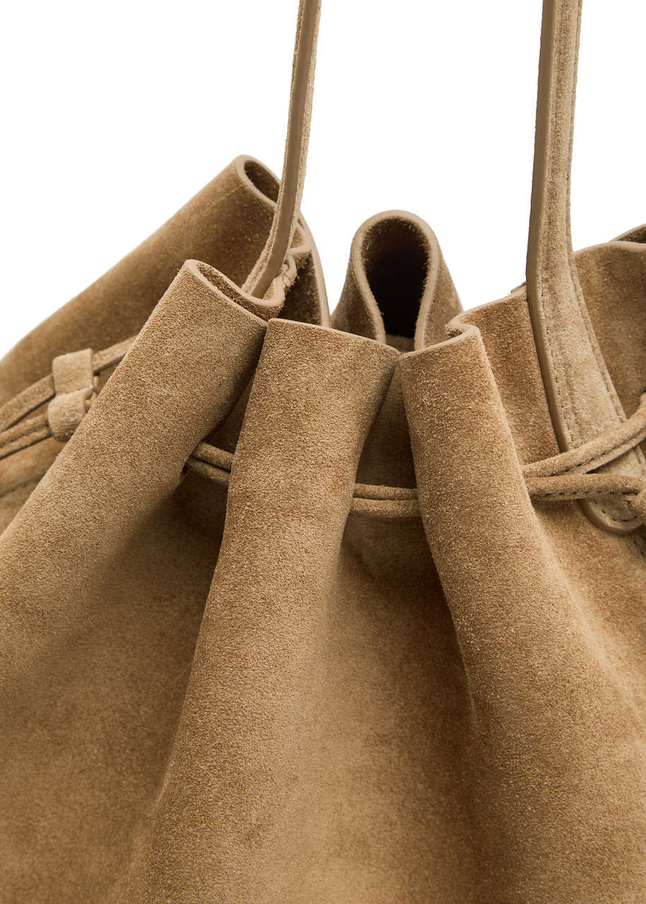  Mansur Gavriel Leather And Suede Drawstring Bucket Bag - Camel - One Size 