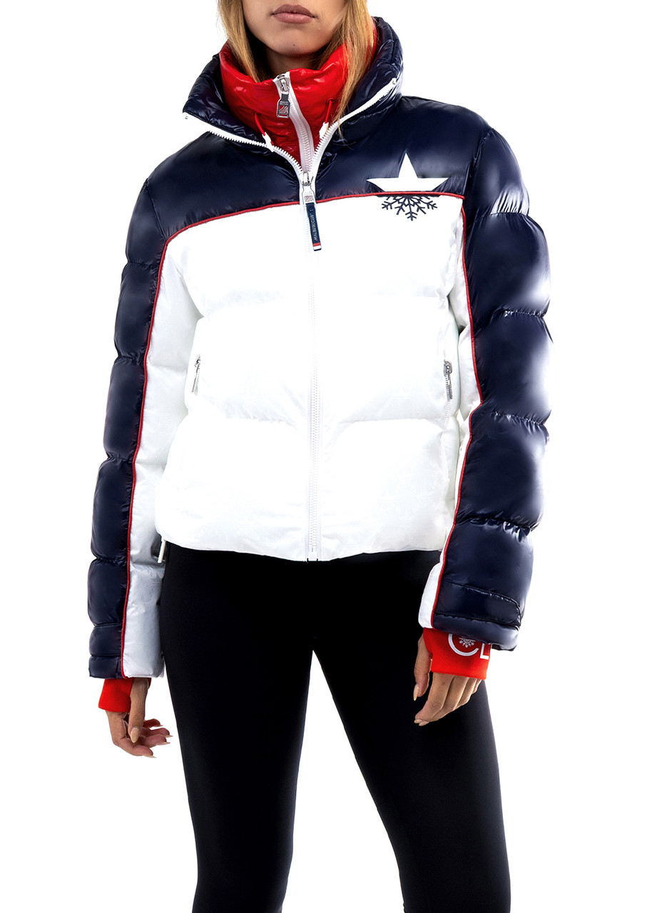 Malibu Ski Club Skisport Puffer Jacket – White – L (UK14 / L)