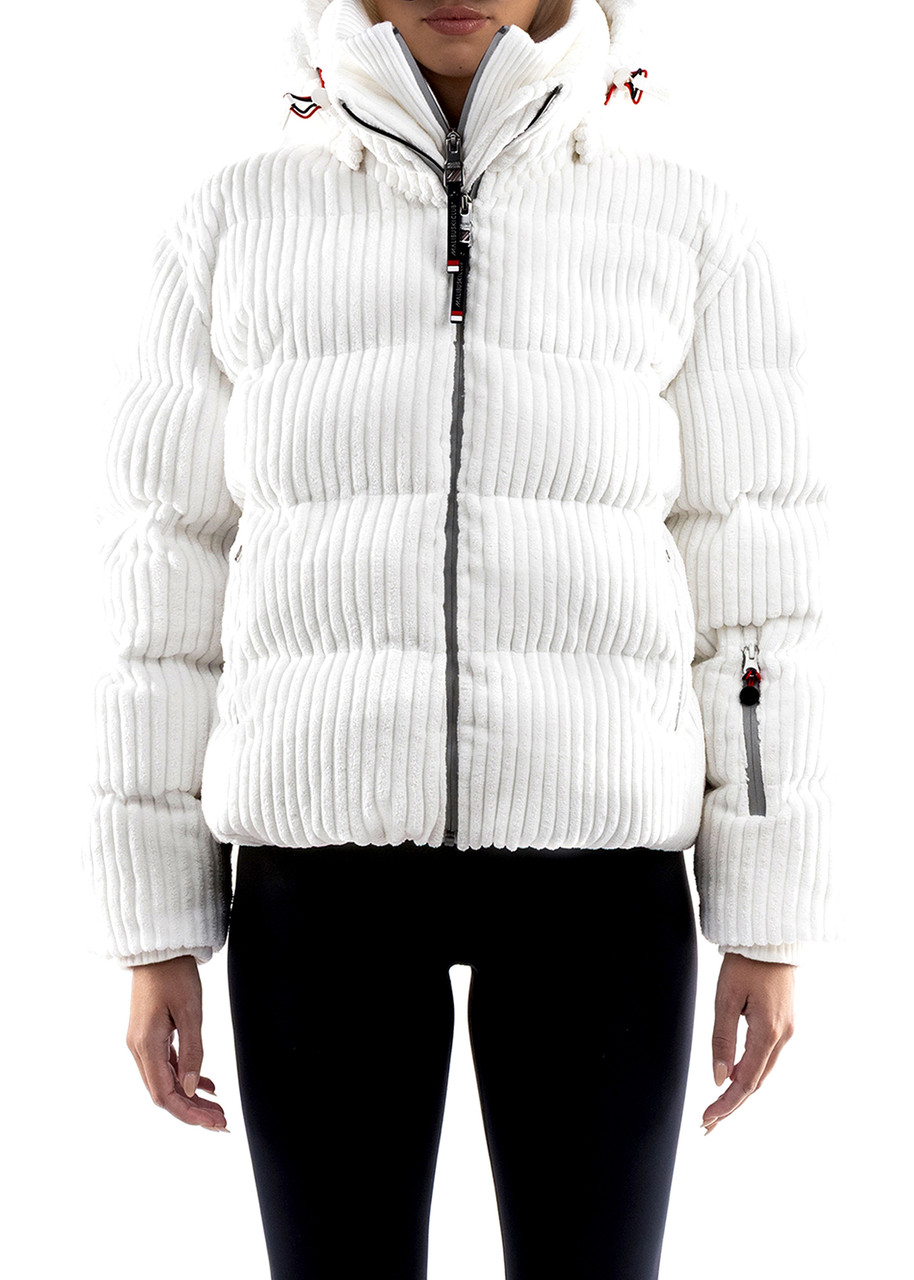 Malibu Ski Club Piste Puffer Jacket – White – L (UK14 / L)