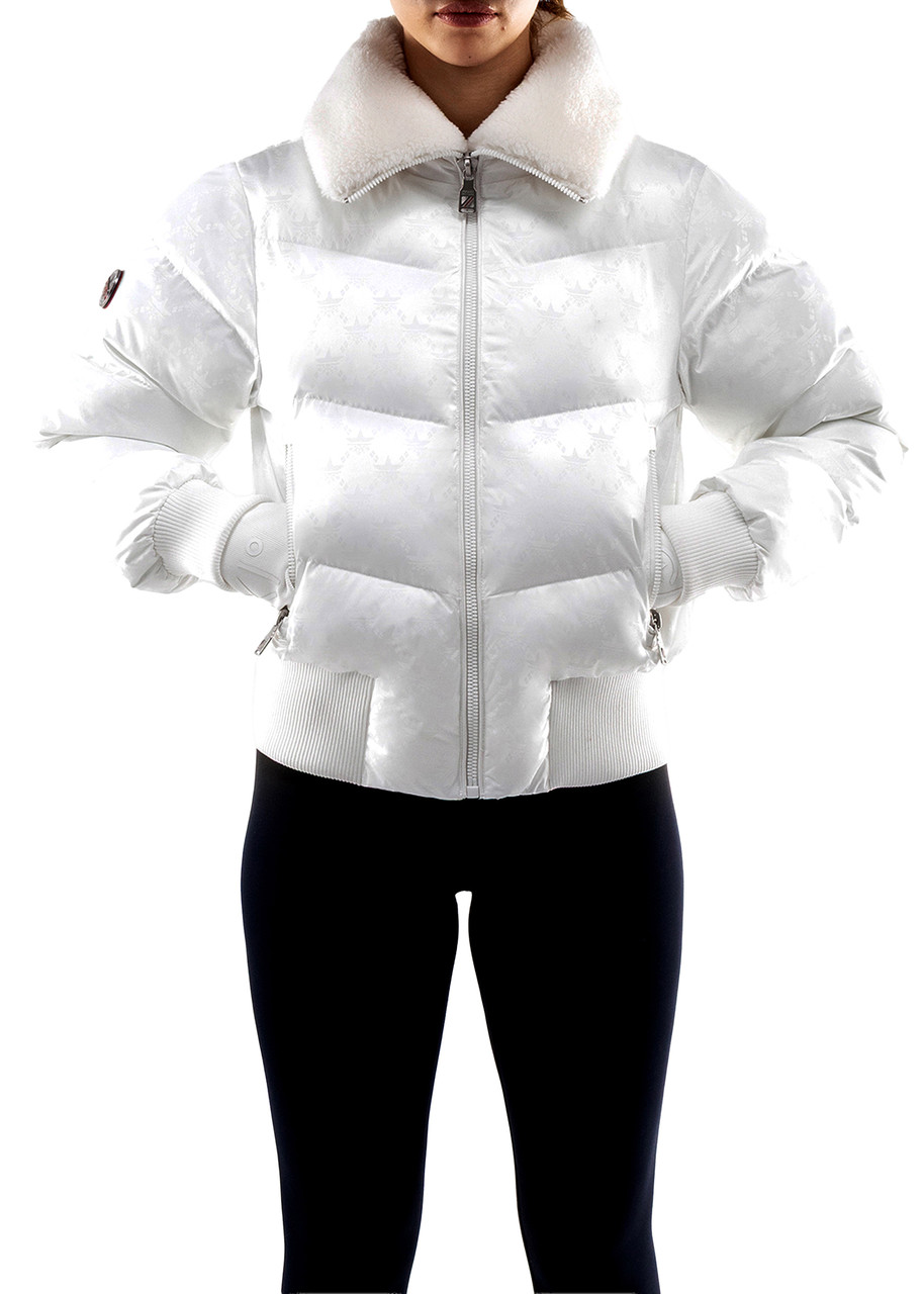 Malibu Ski Club Classic Bomber Jacket – White – S (UK8-10 / S)
