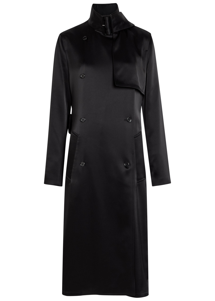 Courrèges Double-breasted Satin Trench Coat - Black - 38 (UK10 / S)