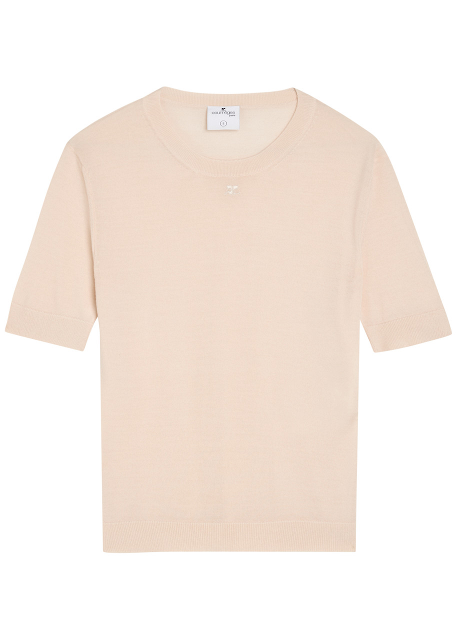 Courrèges Merino Wool T-shirt – Sand – XS (UK6 / XS)