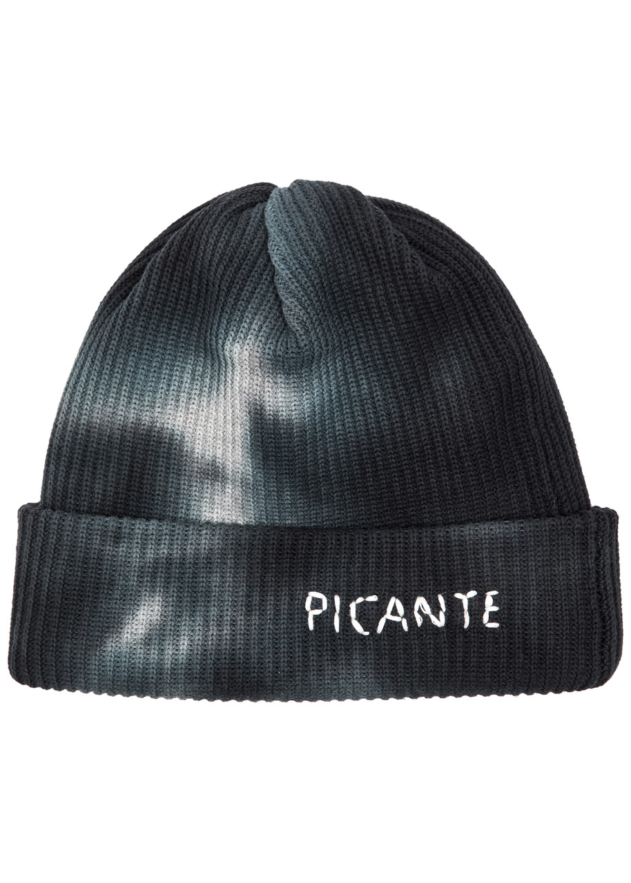 Picante Logo Tie-dye Ribbed Cotton Beanie In Black
